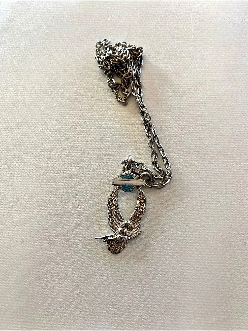 Harley-Davidson Pendant Necklace in Silver & Turquoise